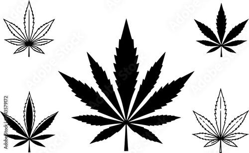 Cannabis leaf. Medical marijuana logo design template element. Isolated vector illustration on white background.
