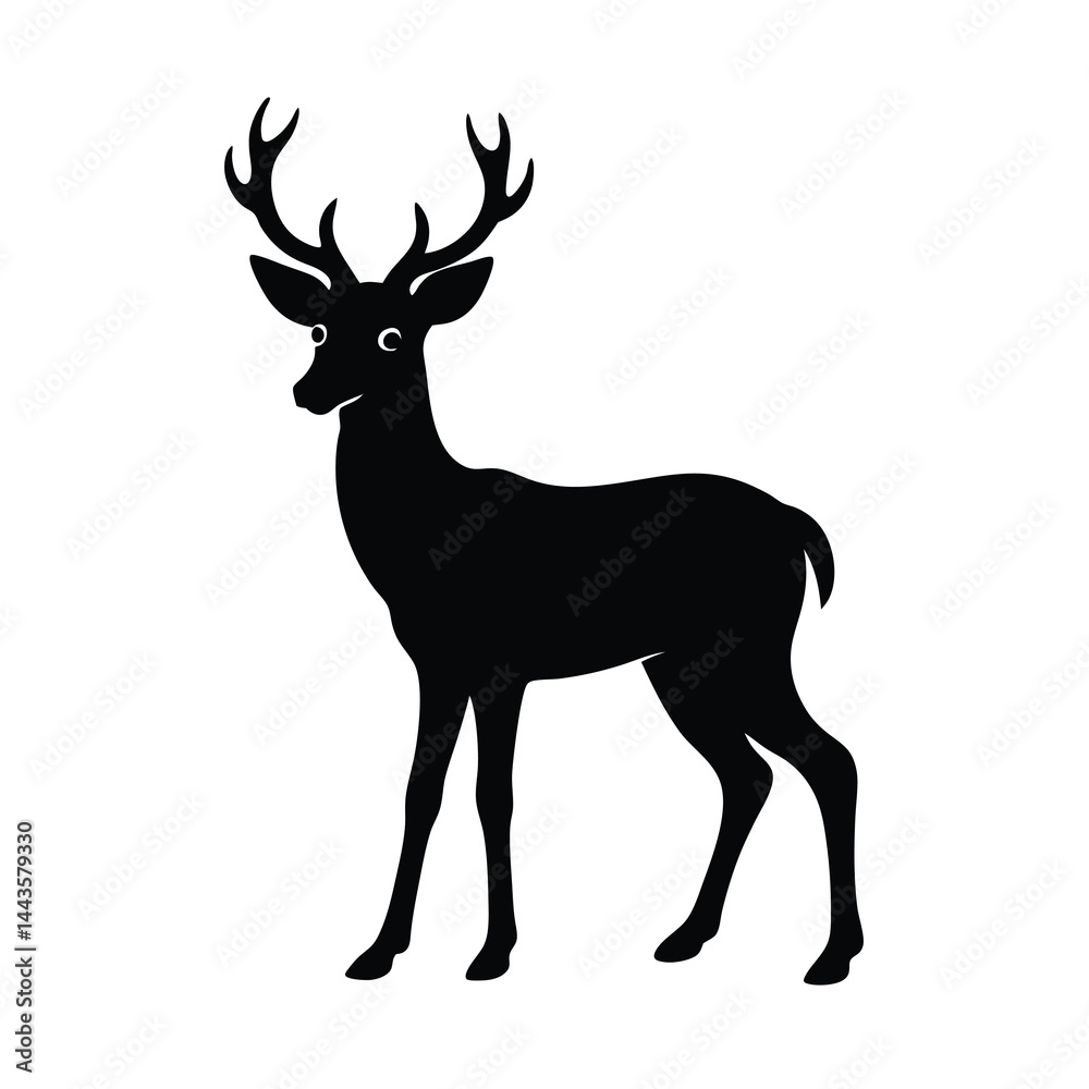 Fototapeta premium Vector of Black Silhouettes of Wild Deers Bold and Clear