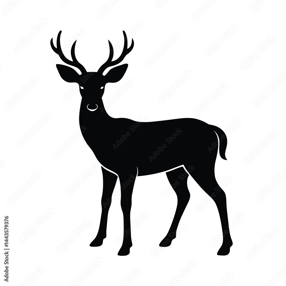 Obraz premium Vector of Black Silhouettes of Wild Deers Bold and Clear