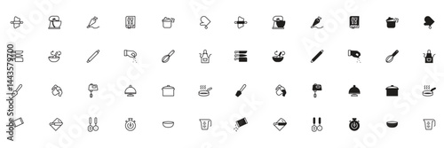 Set icon kitchen and cooking equipment