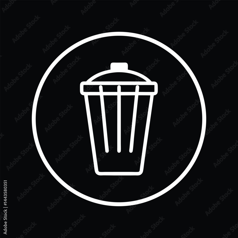 trash can icon, delete icon, recycle bin icon vector on black background. trash can icon, delete icon, recycle bin icon vector on black background.