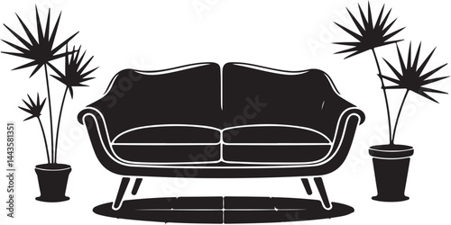  Daybed Icon Black Silhouette with  on White Background