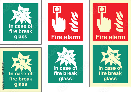 In case of fire Break Glass Sign - ISO 7010 F005 Fire Safety Sign