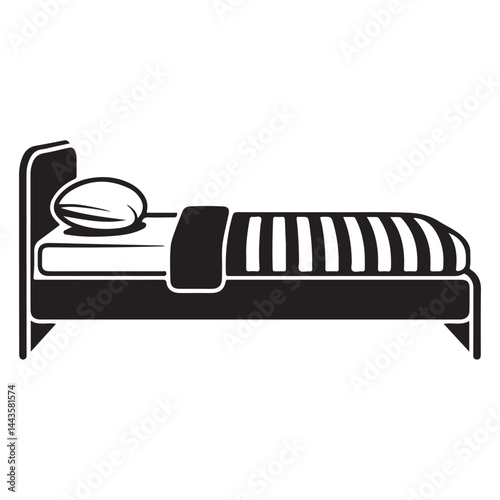  Daybed Icon Black Silhouette with  on White Background
