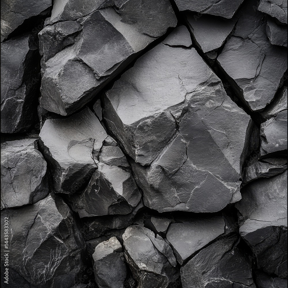 A close-up image of dark textured rocks arranged closely together. The stones have sharp edges and a unique pattern. Perfect for backgrounds and nature themes. AI A close-up image of dark textured rocks arranged closely together. The stones have sharp edges and a unique pattern. Perfect for backgrounds and nature themes. AI