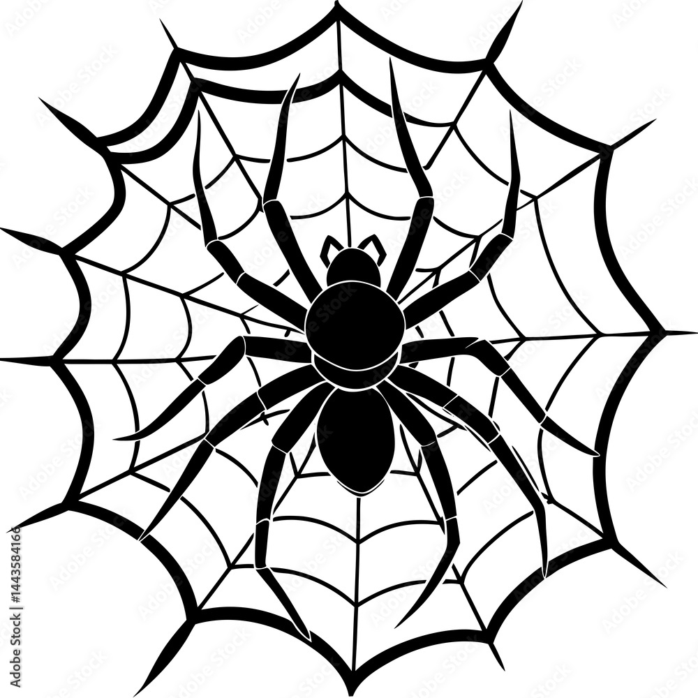 Obraz premium spider and web vector-silhouette