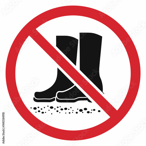 Prohibition sign indicating no boots allowed in this area