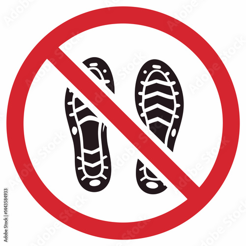 Prohibition sign indicating no shoes allowed in this area