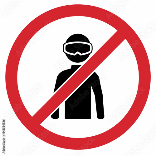 Prohibition sign indicating no entry for individuals wearing virtual reality devices
