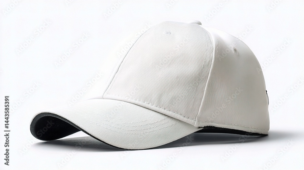 Stylish White Baseball Cap on a Neutral Background for Fashion Appeal Stylish White Baseball Cap on a Neutral Background for Fashion Appeal