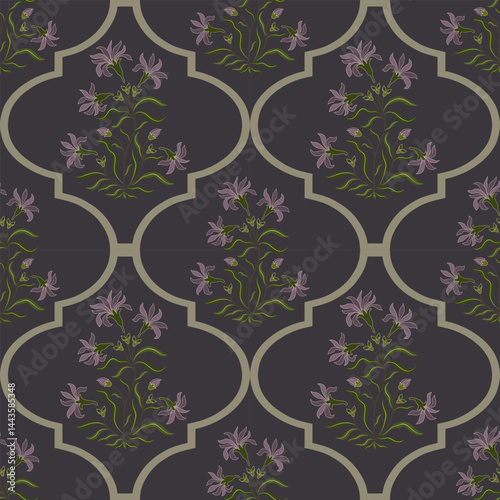 Hand drawn colourful geometric flowers, seamless patterns with floral for fabric, textiles, clothing, wrapping paper, backdrop, banner, illustration, abstract backgrounds.
