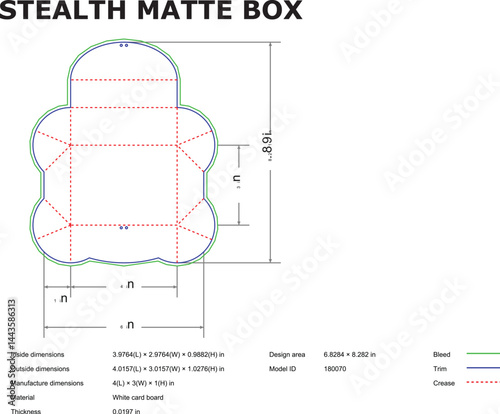 Stealth Matte Box Blueprint Vector Illustration For Packaging Design And Manufacturing