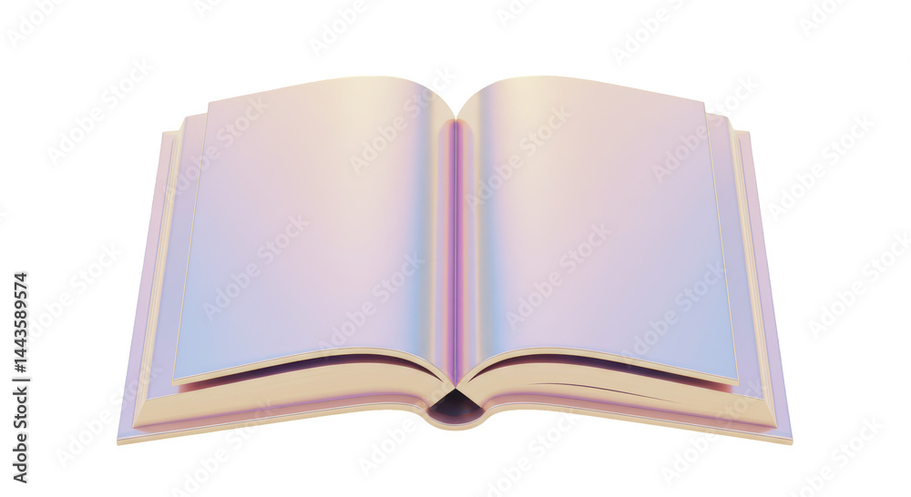 Isolated Open Book With Holographic Pages Isolated Open Book With Holographic Pages