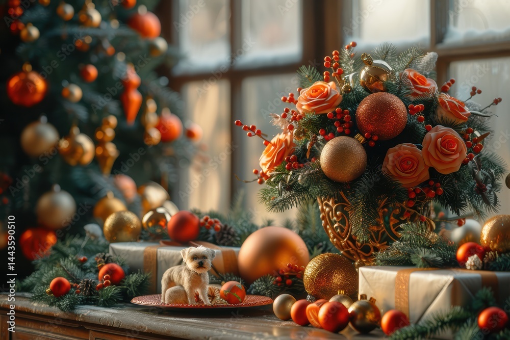 Enjoy the festive atmosphere with a beautifully decorated Christmas tree and vibrant ornaments