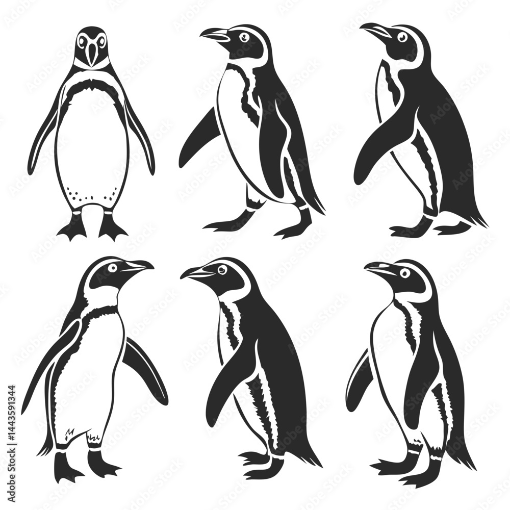 Naklejka premium Simple Penguin Vector Pack for Logos, Stickers, and Graphic Design