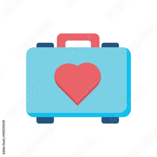 First aid kit in flat design. Medical supplies, doctor emergency suitcase. Vector illustration isolated.