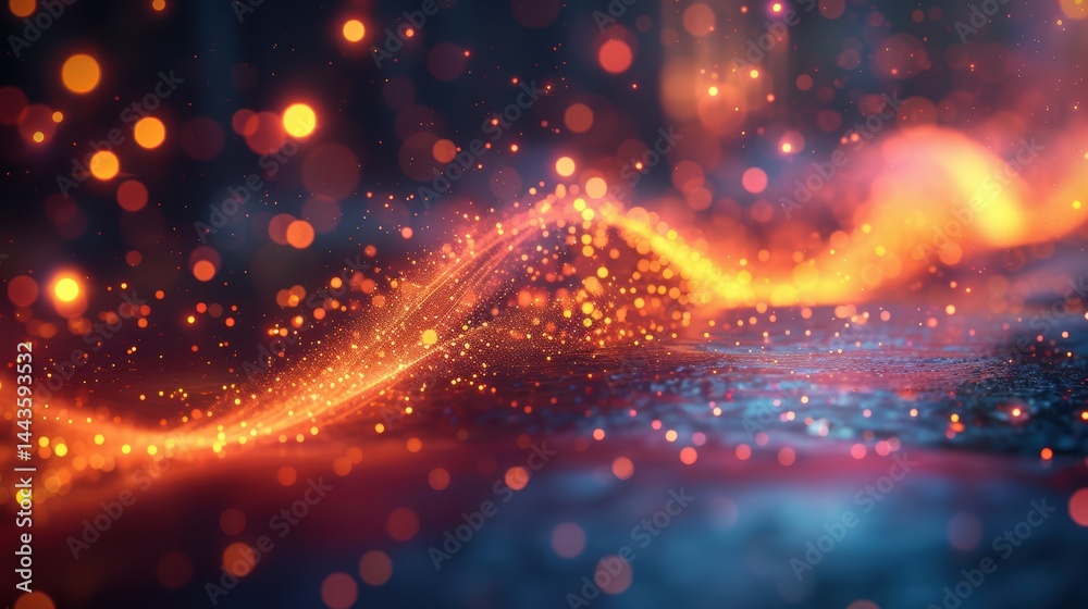 A Beautiful, Abstract Flow of Light and Sparkles, Enhanced in Warm and Inviting Tones