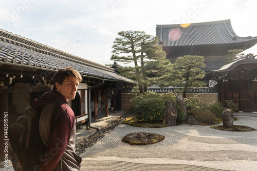 Photography a zen garden in Kyoto, Japan