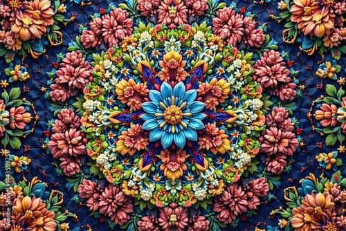 Intricate floral pattern within a hexagonal grid , texture, geometric