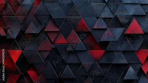 Abstract Red and Black Triangular Mosaic Pattern