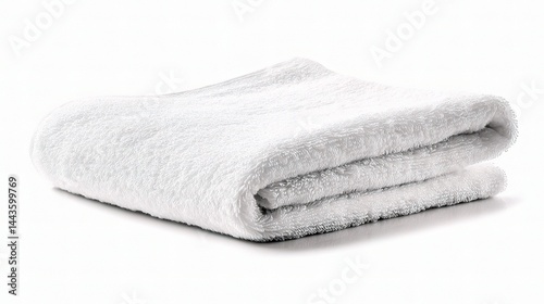 Soft White Towel Folded on a Light Background for Bath or Spa Use