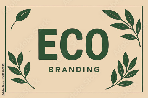 Minimal eco branding concept with green typography, leafy accents, organic textures, and vector layout for ethical business campaigns