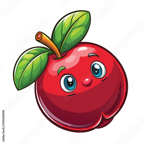 Cute cartoon apple with big eyes