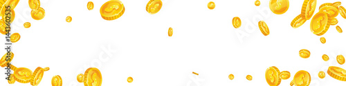 American dollar coins falling. Scattered gold USD