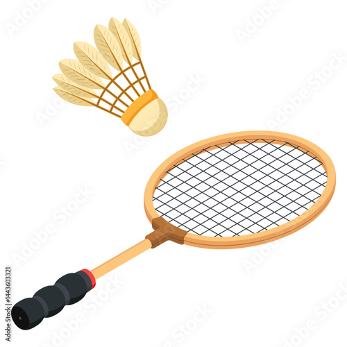 Isometric Badminton Racket with Shuttlecock