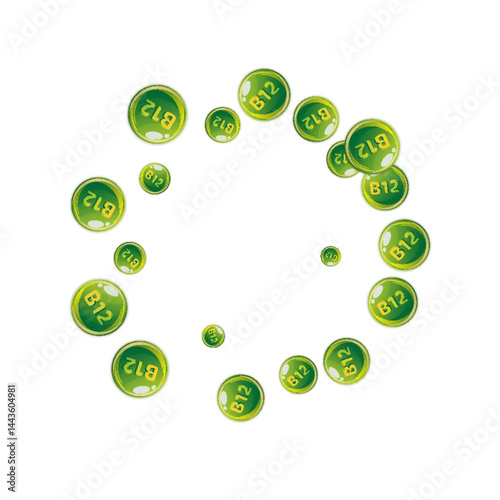 Vitamin B12 messy round pills.