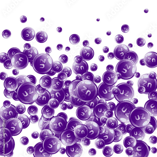 Zinc round capsules scattered randomly.