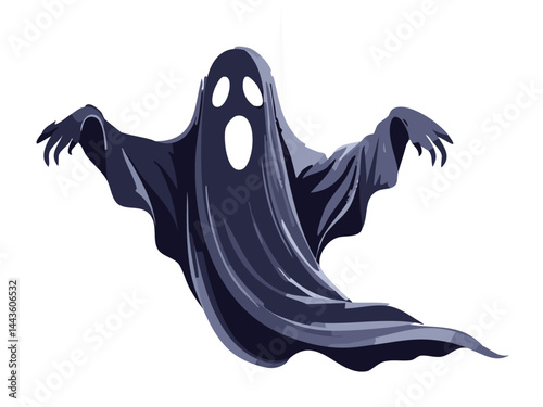 Jumping Scary Ghost Vector Illustration
