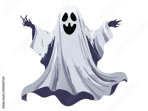 White Sheet Ghost Vector Illustration