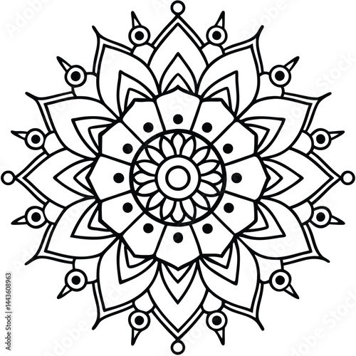 Intricate black and white mandala design
