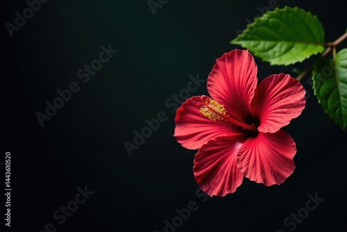 Bold hibiscus blooms, lush leaves, dark background , hibiscus flower, pink
