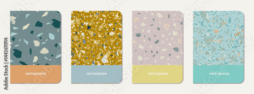 School notebook cover design. Terrazzo abstract