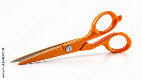 Bright Orange Scissors Isolated on White Background for Crafts