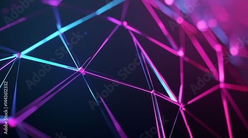 A dark background with pink and blue lines created using geodesic patterns and neon glow to enhance the visual impact of the artistic design