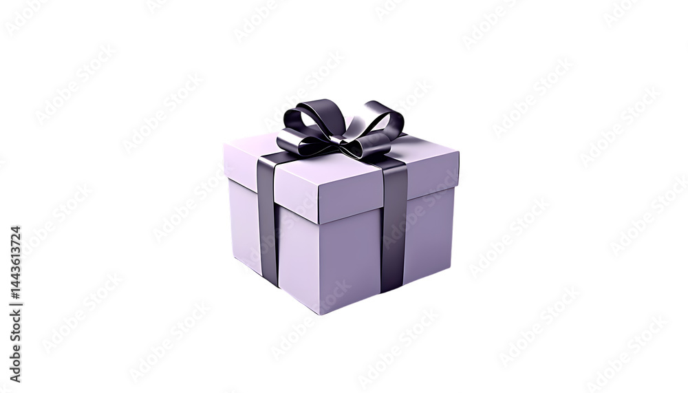 Fototapeta premium gift box isolated on white | Elegant Gift Box with Silver Ribbon on a transparent Background