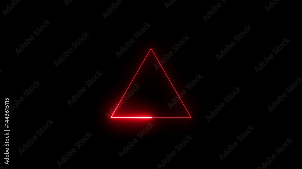 triangle glowing line border, alpha channel, seamless loop Neon triangle loading icon animation background HD 4k video. neon tringle animated video. 