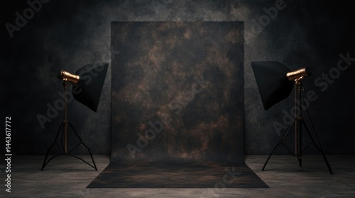 Studio backdrop setup with lighting
