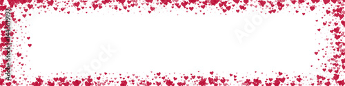 Red hearts scattered on white background.