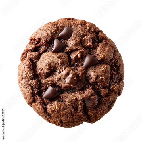 Rich chocolate cookie with chocolate chips moist texture and delicious appearance perfect for dessert design or food ads isolated on transparent background isolated white background