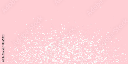 White hearts scattered on pink background.