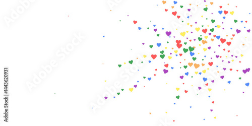 Rainbow colored scattered hearts. LGBT valentine