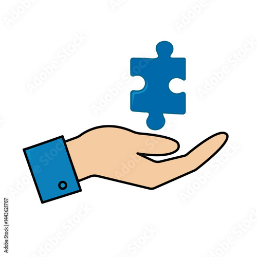 hand holding puzzle piece icon