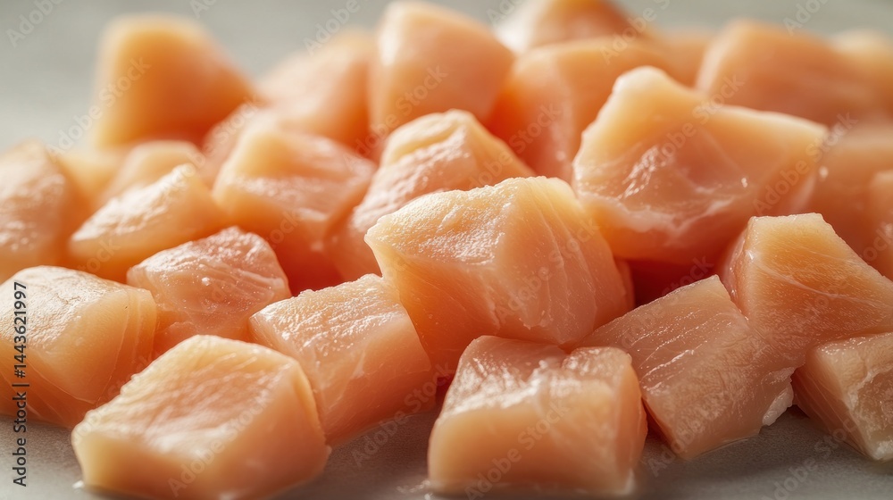 Cubed raw chicken breast Cubed raw chicken breast