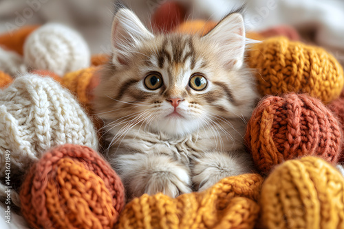 Gray British fluffy kitten lying on his back (isolated on white).