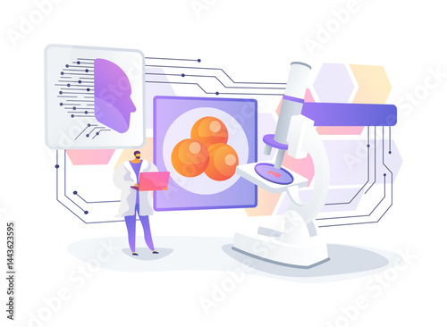 Advanced 3D Microscopy in Cellular Studies abstract concept vector illustration.