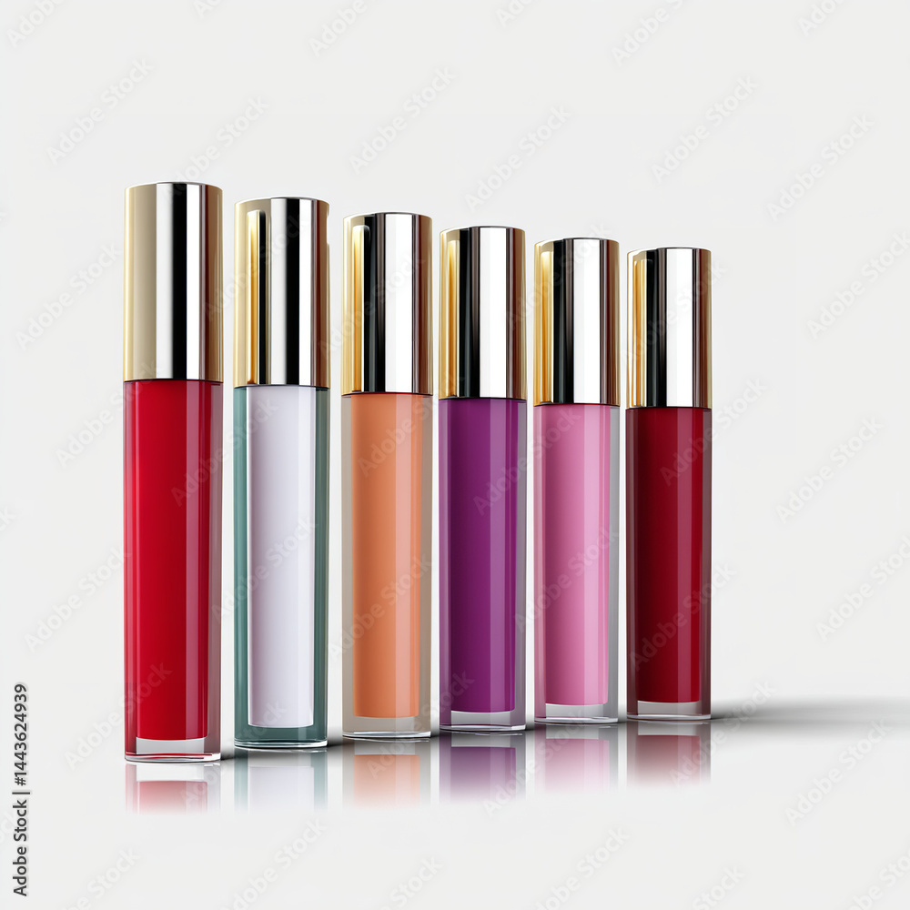 Obraz premium lip gloss tubes isolated on transparent background. generative ai isolated white background